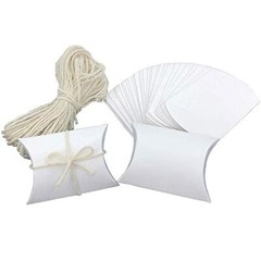 50Pcs Small Kraft Paper Pillow Gift Boxes w/ Twine for Jewelry Candy Party Favor