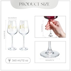 Mr and Mrs Wine Glasses Set of 2 for Engagement Bridal Shower, Mr&Mrs-Black