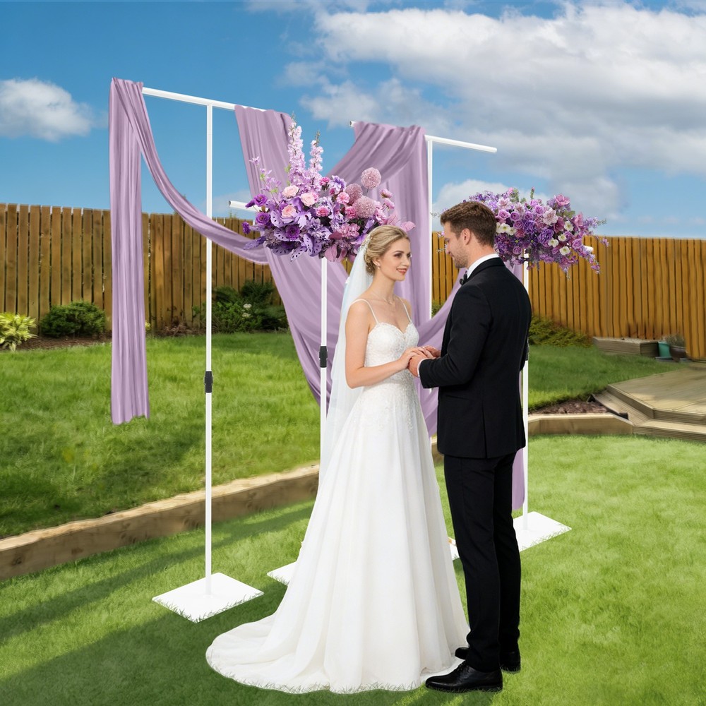 White 4PCS Metal Wedding Backdrop Stands,Party Adjustable Height Backdrop Stands