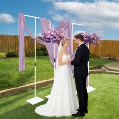 White 4PCS Metal Wedding Backdrop Stands,Party Adjustable Height Backdrop Stands