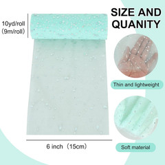 Mint Green Glitter Tulle Rolls 6 Inch by 10 Yards Sequin Tulle Fabric Ribbon for
