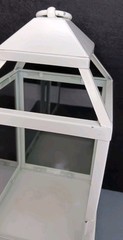 White 10 1/2” Hanging Candle Lantern Wedding Center Piece w/ Clear Glass Decor