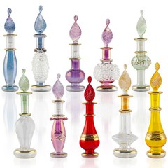 CraftsOfEgypt Genie Blown Glass Miniature Perfume Set Of 5, Multicolor
