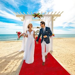 2×15 FT Red Velvet Wedding Aisle Runner Indoor Carpet Rug Church Decoration