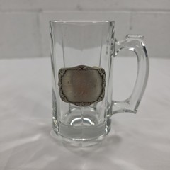 6″ Glass Beer Mug w/ Engraved «Happy 21st» Pewter