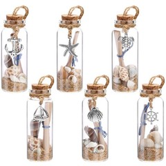 Qunclay 6 Pcs Coastal Beach Ornaments Nautical Glass Message Bottle Clear