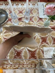 Ceramic Cake Pedestal Stand With Scalloped Edges