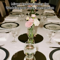12″ Round Mirror Centerpieces Tables 12Pcs Glass Mirror Trays Wedding Party