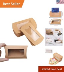 Clear Window Treat Boxes – 40 Pack Kraft Pillow Boxes for Every Occasion