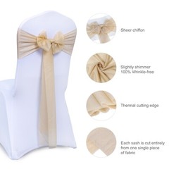 100 Chiffon Chair Sashes 7.5″ Wide Fuller Bow Wedding Birthday Party Décor NEW