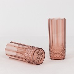 6 Dusty Rose 14 oz Crystal Plastic Drinking Glasses Party Events Tableware