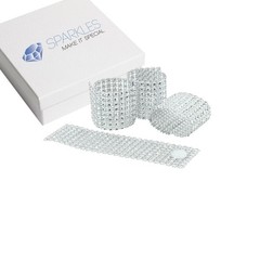 10 Rhinestone Bow Covers – 8 Row – silver wedding chair sash napkin rings
