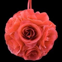 Quasimoon 6″ Roseate/Pink Coral Rose Flower Pomander Small Wedding Kissing Ba…