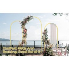 Set of 3 Metal Arch Backdrop Stand Wedding Frame for Birthday Party 7.2/6.6/6FT
