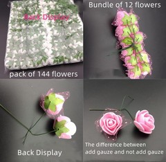 144pcs Mini Artificial Black Rose Flower Heads and Soft Stem,25mm PE Tiny Rose a