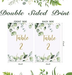 26 Pieces Wedding Table Numbers Cards 1-25 with Head Table Numbers Greenery E…