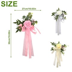 FQQWEE 6Pcs Wedding Aisle Chair Decorations White Rose Floral Wedding Chair B…
