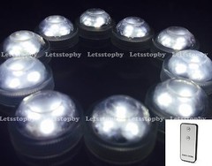 10 pc LED WHITE Tea Candle Submersible Light w/ Remote Vase Floral Wedding Party