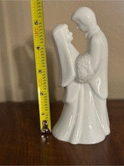 Vintage White Porcelain Bride & Groom Wedding Cake Topper Figurine Keepsake