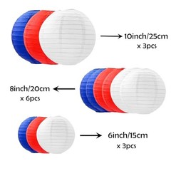Paper Lanterns,July 4th Party Round Hanging Paper Lanterns Red Blue White