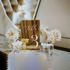 Gold Acrylic Wedding Table Numbers 1-25 with Stand Modern Decor Set Gold