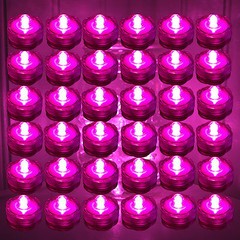36 HOT PINK LED Submersible Tea Lights Wedding Centerpiece Eiffel Tower Vase USA