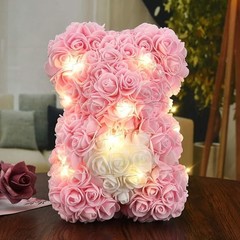Rose Flower Bear-Hand Made Rose Teddy Bear,Best Artificial Light Pink