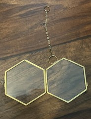 Vintage Hanging Hexagon Pressed Flower Photo Keepsake Frame, 3.5”