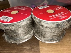 Gray Faux fur ribbon 3 1/2” x 9’ each lot of two wired ribbon