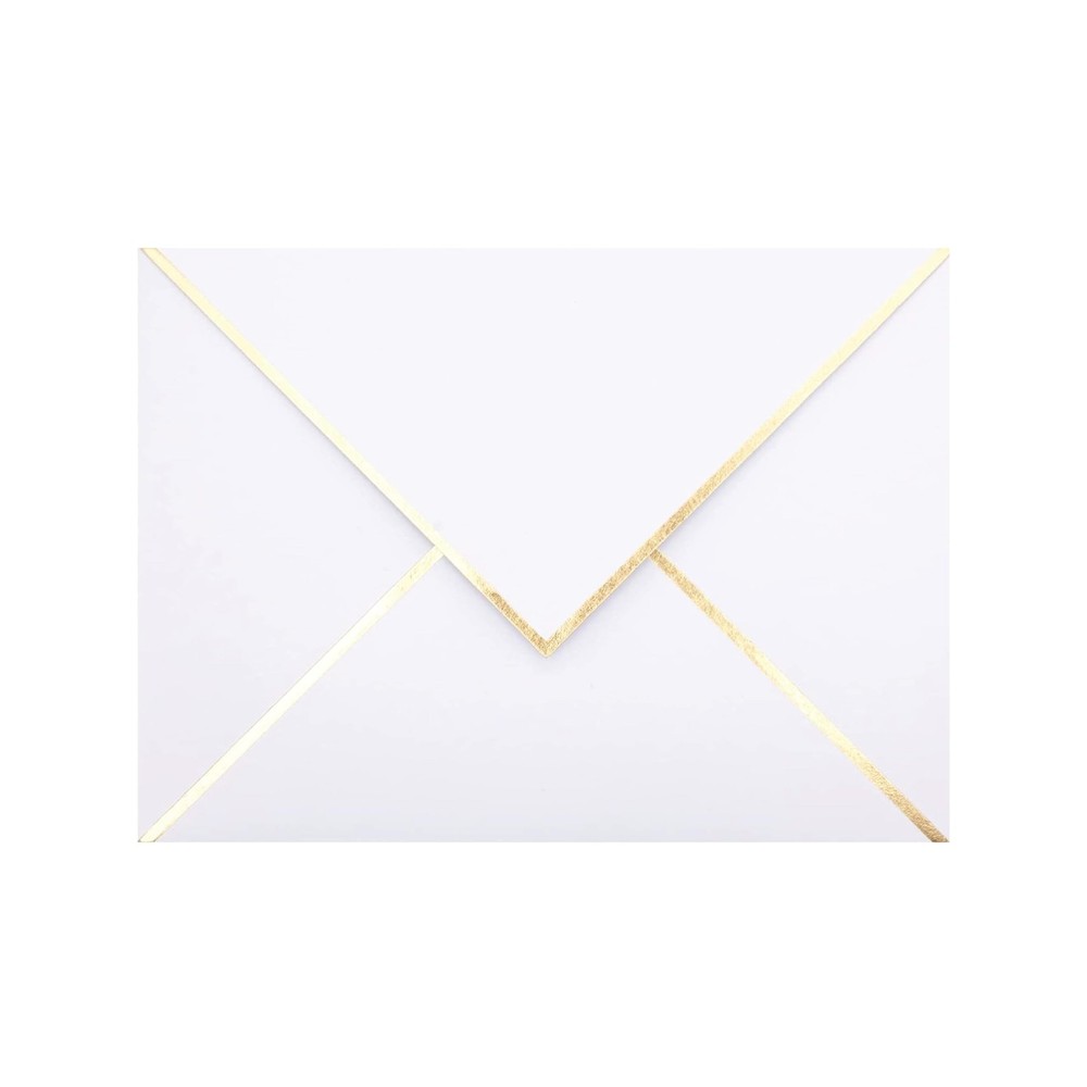 A7 Envelopes – V Flap Foil Border Luxury Mailing for 25 Pack, White