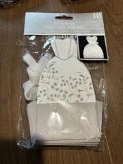 Wedding Engagement Favor Boxes Bridal Dress Silver & White 7 Packs of 10 NIB