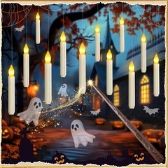 Floating Candle with Wand Remote, 12 Pcs Warm Yellow – 12 PCS with 1 Wand