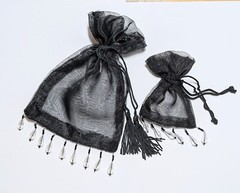 Jewelry Bags Organza Bags BLACK Gift Pouch Candy Wedding Favor Mix 5×7 3×4 48pcs