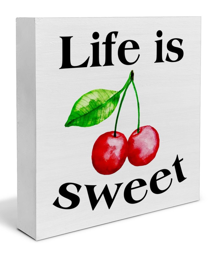 Summer Cherry Wooden Sign Life is Sweet Cherry Wooden Sign Art Blocks Desk De…