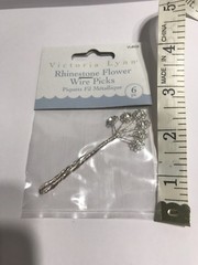 Victoria Lynn Rhinestone Flower Wire Picks 6pc New