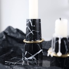 Luxurious Marble Candle Holders Black Candlestick Holders, Set of 2 for 3/4″ …