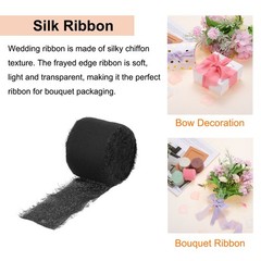 3 Rolls Chiffon Ribbon 1-1/2″ 10Yard Black/White/Light Grey