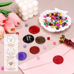 4Pcs Wax Seal Beads Hexagon Sealing Beads Kit Pink Red/Green/Cream/Yellow