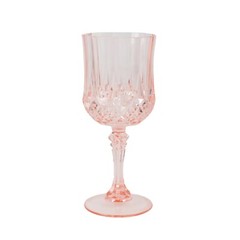 TRANSPARENT BLUSH 6 Plastic 8 oz Crystal Cut Goblets WINE GLASSES Party Events
