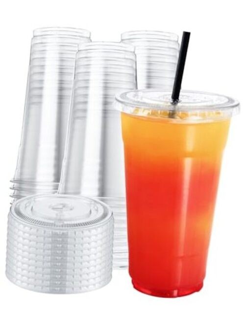 75 Sets Plastic Cups with Lids – Clear Disposable Drinking Cups for 24 oz
