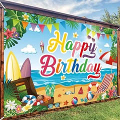 Summer Beach Birthday Backdrop, Summer Beach Birthday Banner for Summer Beach…