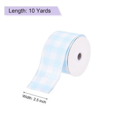 Plaid Check Ribbon, 2.5 Inch x 10 Yards Gingham Ribbon, Light Blue