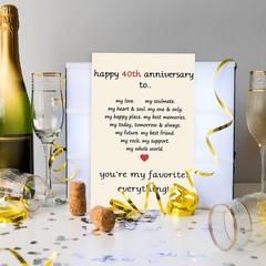 Asmallgf Vintage 40th Wedding Anniversary Card for Husband Wife, Best Gifts f…