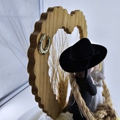Roped with Love ~ Western Cake Topper Groom Black Cowboy Hat Bride in White READ