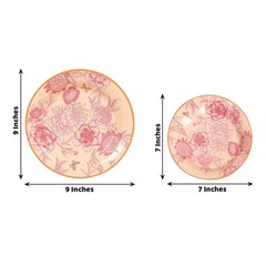 50 Dessert and Dinner Plates with Gold Rim – Dusty Rose Spring Floral Print
