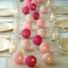20 LED Blush Cotton Lights Globe Battery Wedding Centerpieces Decoration Party