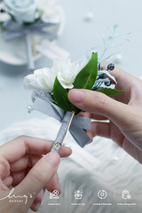 Boutonniere for Men, 6Pcs Groom Groomsmen Boutonniere with Built-In Pins, Artifi