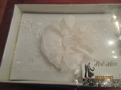 STUDIO HIS AND HERS WEDDING GUEST BOOK WITH SATIN AND LACE FLOWER
