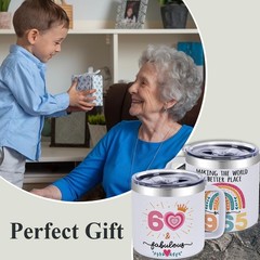 60Th Birthday 14 Oz Tumbler For Women, 60 And Fabulous Cup, 1965 Birthday Dec…