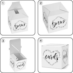 Classic Heart Elegant Card Box – 1 Set Hot Stamping Card Receiving Box for Gift